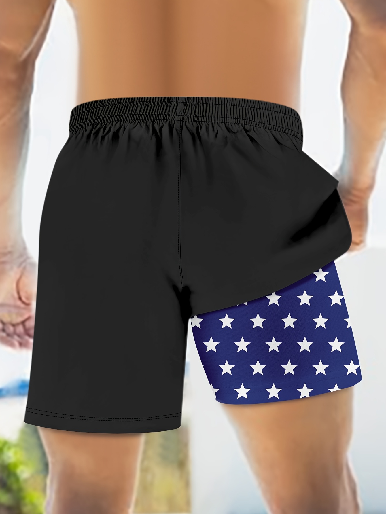 44-63# Casual Print Polyester Swim Trunks, Non-Stretch, Regular Fit, Adult  Size, Woven Fabric, 130 g/m²