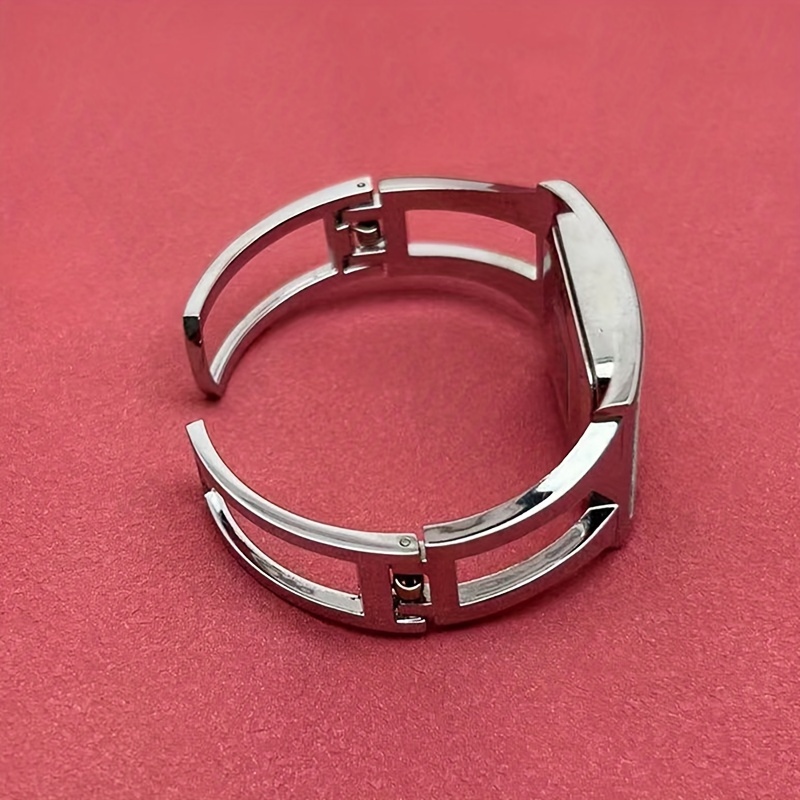 Elegant Silvery Bangle Watch, Women's Rectangular Creative Opening Watch