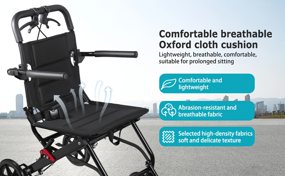 Wheelchairs for Adults Lightweight Foldable Ultra Lightweight Transport Wheelchair, Portable Folding Transfer Chair for Seniors, Adolescents And Children, Narrow Wheelchair for Tight Spaces OR Travel