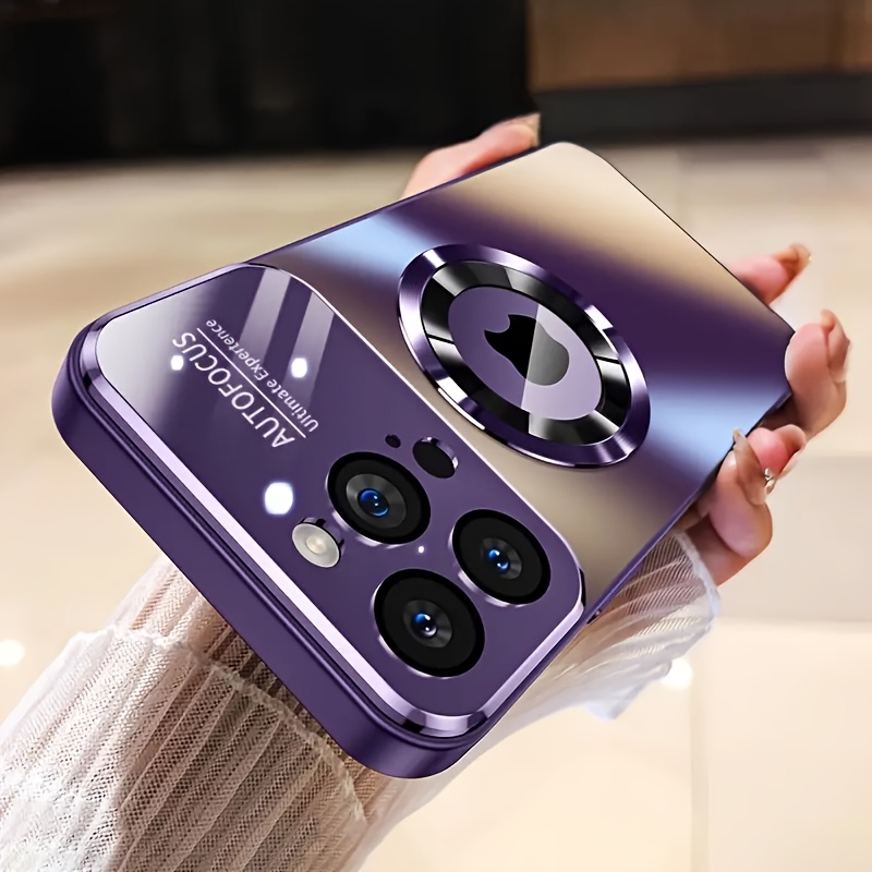 luxury glass window magnetic wireless charging phone case for iphone 17 16 15 14 13 12 11 pro   15 14 plus shockproof pc hard back cover Product details 6