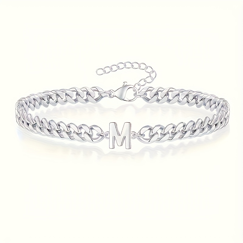 TEMU 1pc Stainless Steel Bracelet, Letter Bracelet, Men's Bracelet, Women's Bracelet, Perfect Gift For Women And Adults For Father's Day, Valentine's