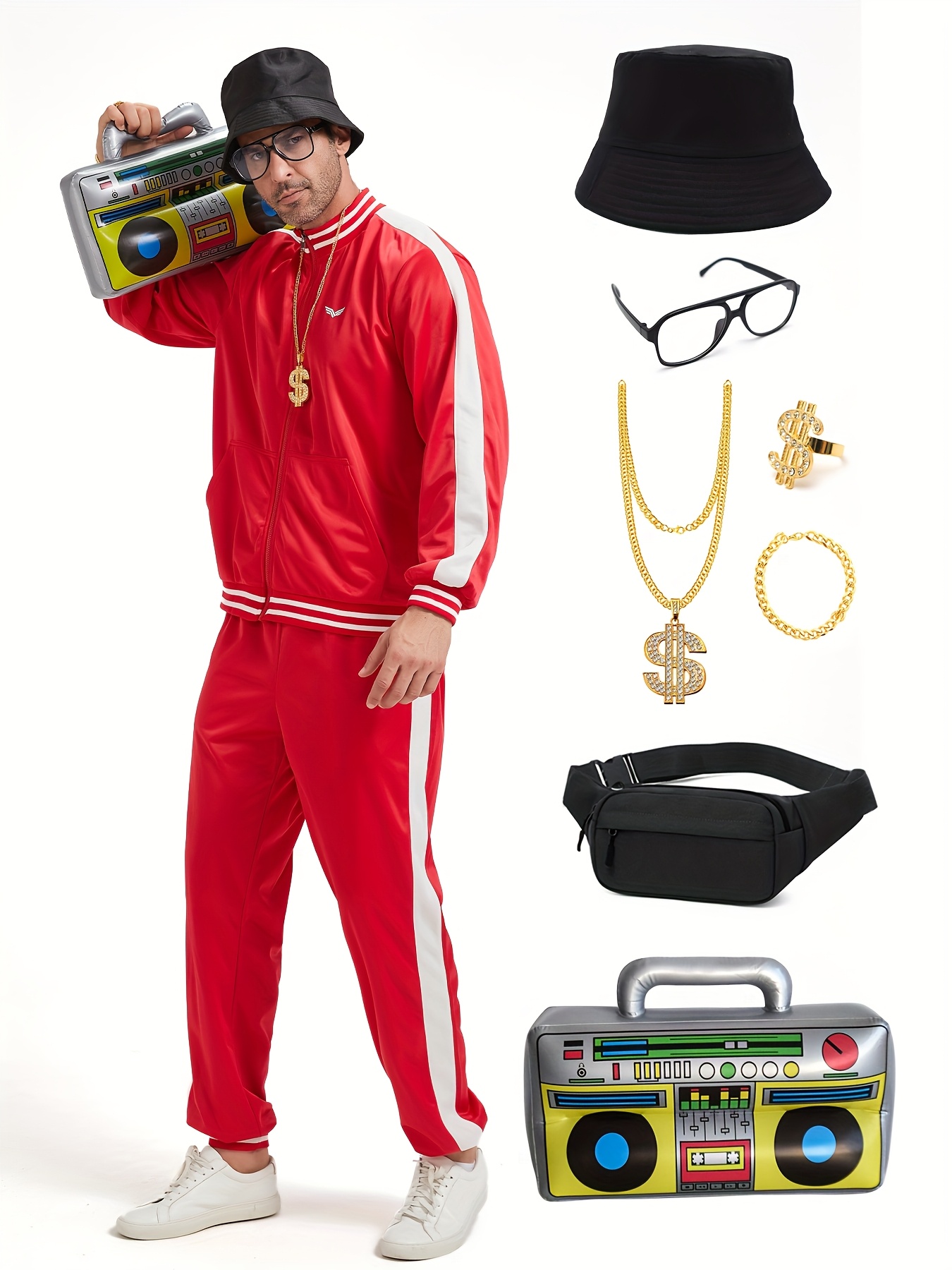 80s Costume Ideas Sportswear Costume For Boy 9pcs/Set Retro 80s