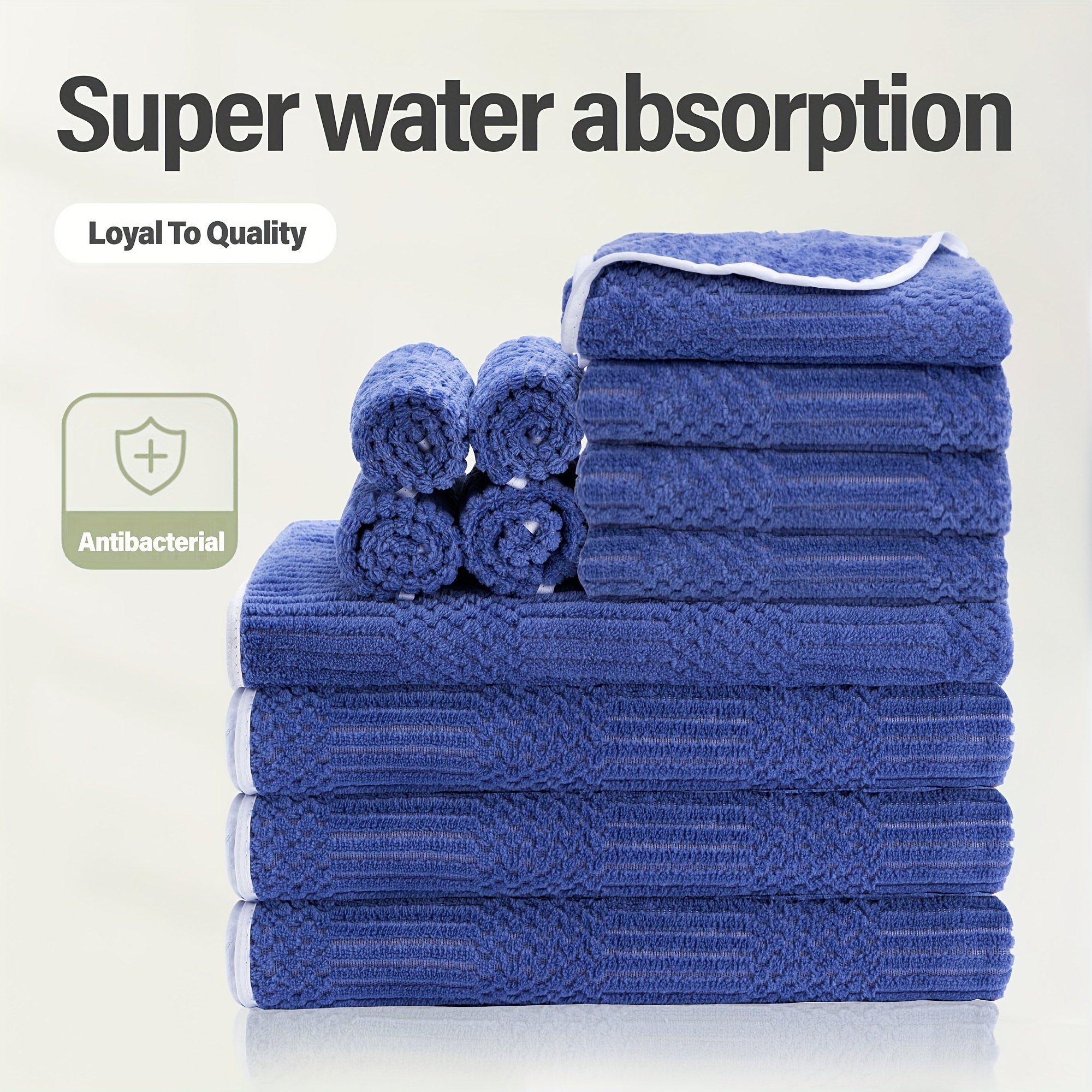 

12pc Solid Color Microfiber Towel Set - , Absorbent, Quick-drying - Complete Bath Linen Ensemble With 4 Bath, 4 Hand & Towels - , Stylish Household Bathroom Accessories