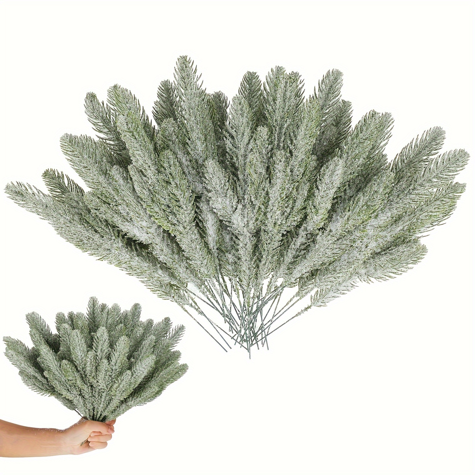 TEMU 8-32pcs Christmas Decoration, Artificial Flowers, Christmas Tree , Artificial Pine Needles, Winter Artificial Planting, Velvet Pine Branches,
