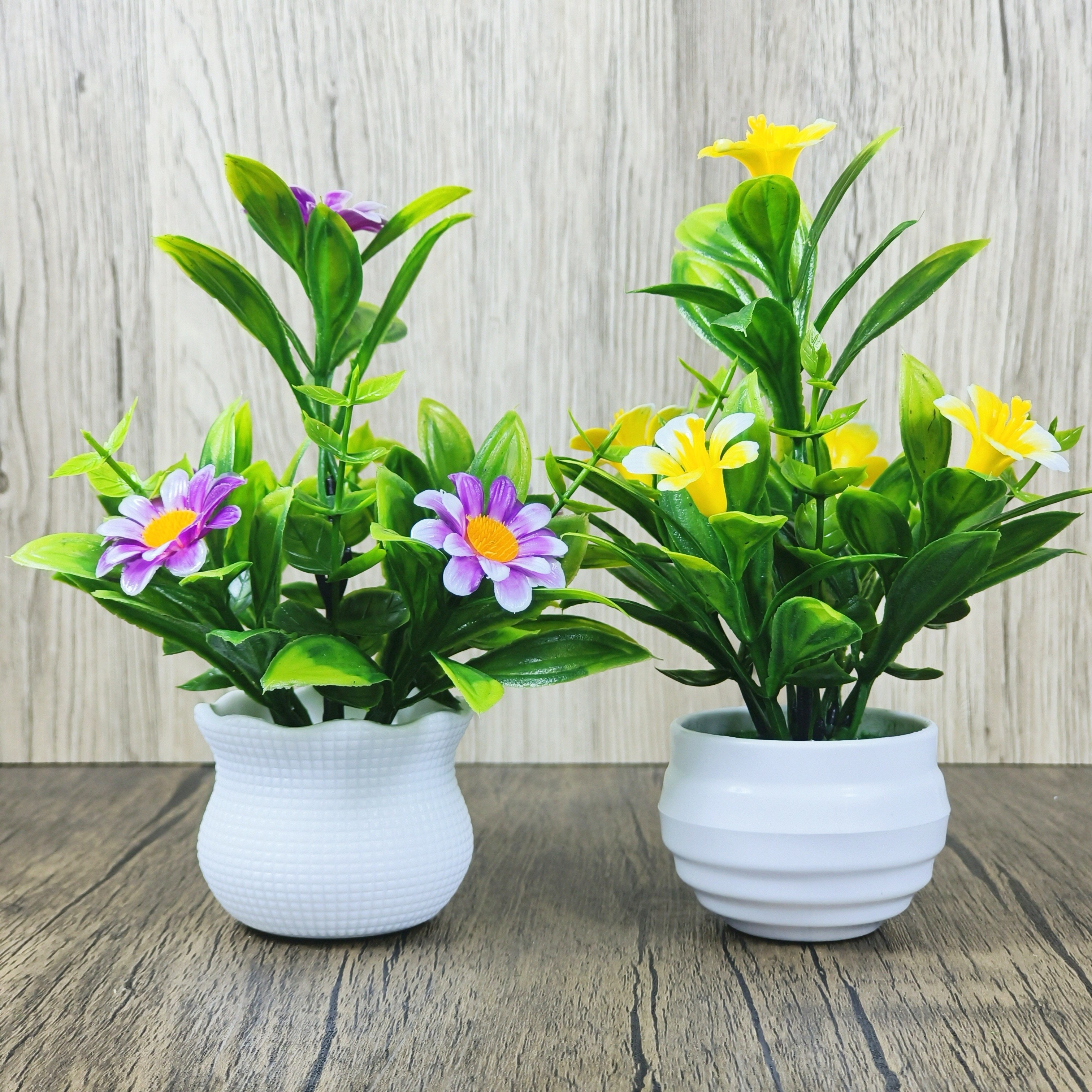 TEMU 2-pack Artificial Potted Plants For Decor, Home, Restaurant, Office Desk Decoration - Plastic, For Christmas, Halloween, Day - Includes Containers, No Needed