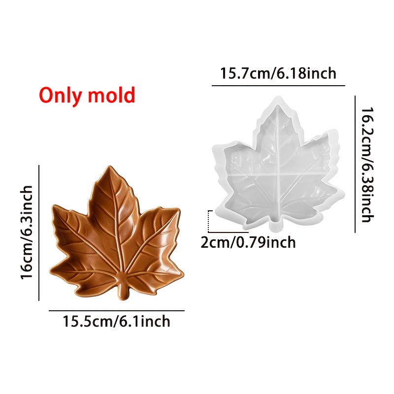TEMU Resin Silicone Mold - Maple Leaf Shaped Storage Dish Silicone Mold, Clear Vein Texture Gypsum Drop Candle Tray Jewelry Plate Autumn Handmade