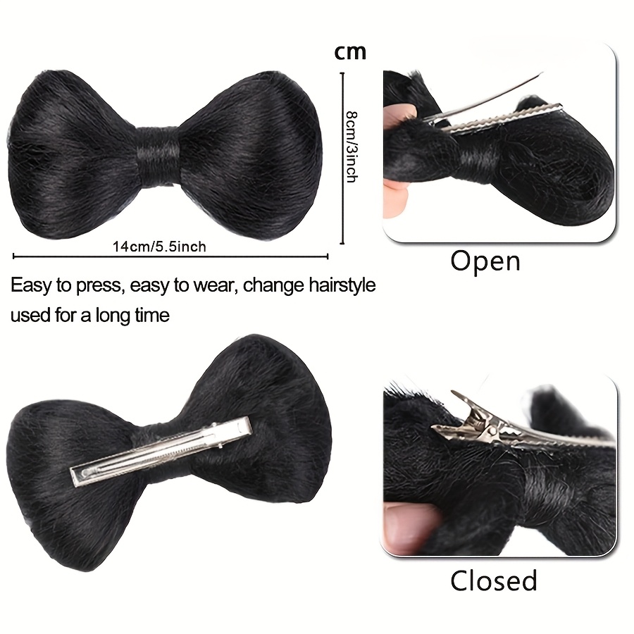 14inch 35cm bowknot synthetic hairpiece with ponytail cute natural curly hair clip in hair extensions styling clip decorative hair clip hairpieces highlight   bleach blonde   for women daily party dating christmas use details 7