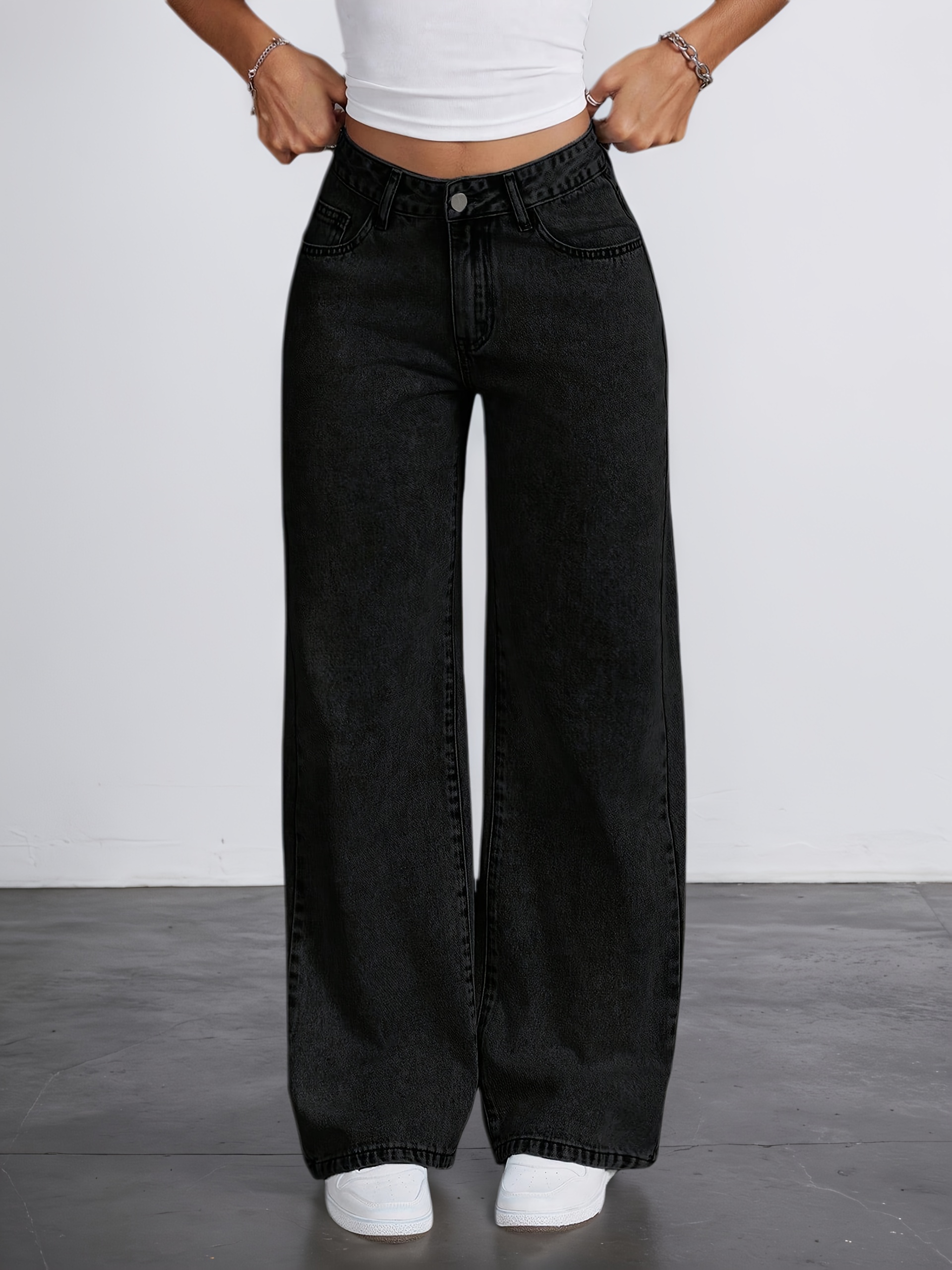 Damen Jeans Mit Weitem Bein - Lockere Sommerjeans Mittlere Taille