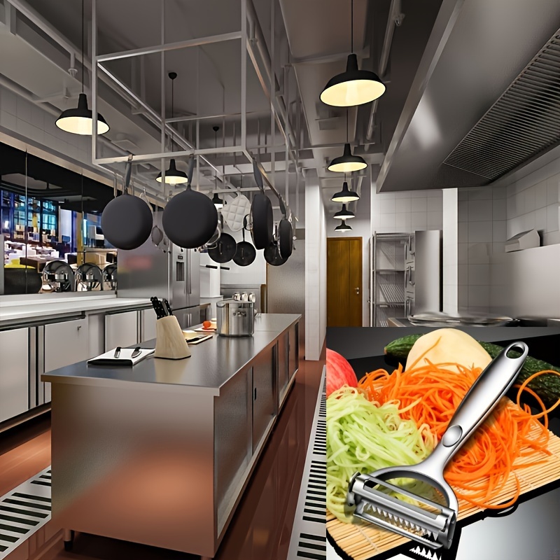 1pc Stainless Steel Multifunctional Vegetable Peeler & Cutter – Sharp Blades for Slicing, Grating, and Julienning – Perfect for Fruits, Potatoes, Carrots, and More – Essential Kitchen Tool for Indoor and Outdoor Use, Outdoor Cooking Gear | Ergonomic Handle | Durable Kitchen Item, Vegetable Slicer And Chopper