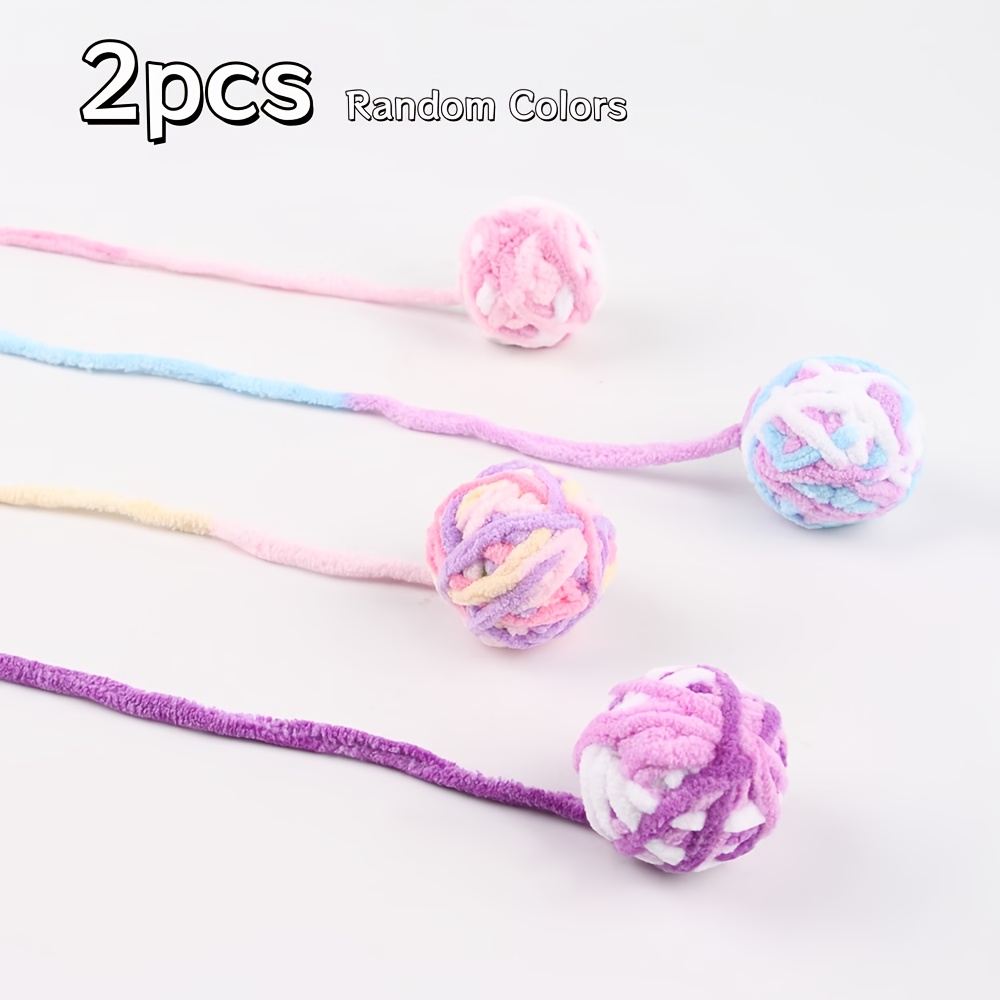 2/4pcs Random Colors Pet Ball Toy, Cat Self-entertainment Chew And Toy, Random Colors, Tail Ball With Colorful Thick Knitted Ball And Bell, Pet Interactive Toy