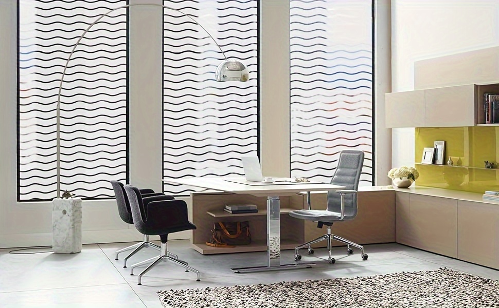 1pc wave pattern window film static clings glass film window privacy film window sticker for home decor details 0