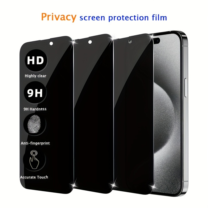 

3-pack Tempered Glass Privacy Screen Protector For Iphone 15 14 13 12 11 Pro Max 7/8/se2 X/xs Xr, Hd Glossy Anti-fingerprint 9h Hardness Film