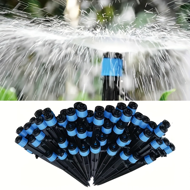 

50/-pack Drip Emitters Fan Shape With Stake Water Flow Adjustable For 1/4 Inch Irrigation Tube Hose, Sprayer Irrigation System Watering Kits For Garden Patio Lawn