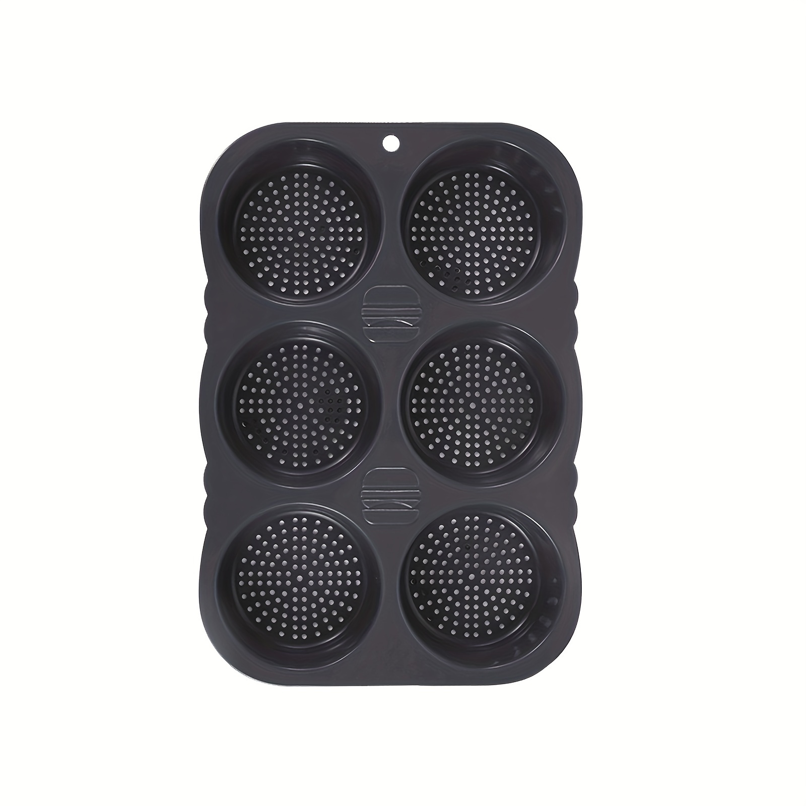 TEMU 1pc Food-grade Silicone 6-cavity Hamburger Bun Mold - , Baking Pan With Perforated Design For Air , Accessory For Perfectly Shaped Buns