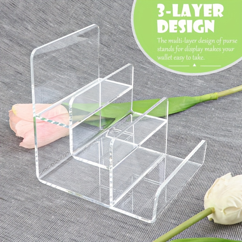 

3-tier Acrylic Display Stand For Purses, Wallets - Transparent Organizer For Glasses, Perfume, Jewelry - Style Plastic Display Shelf Without Electricity