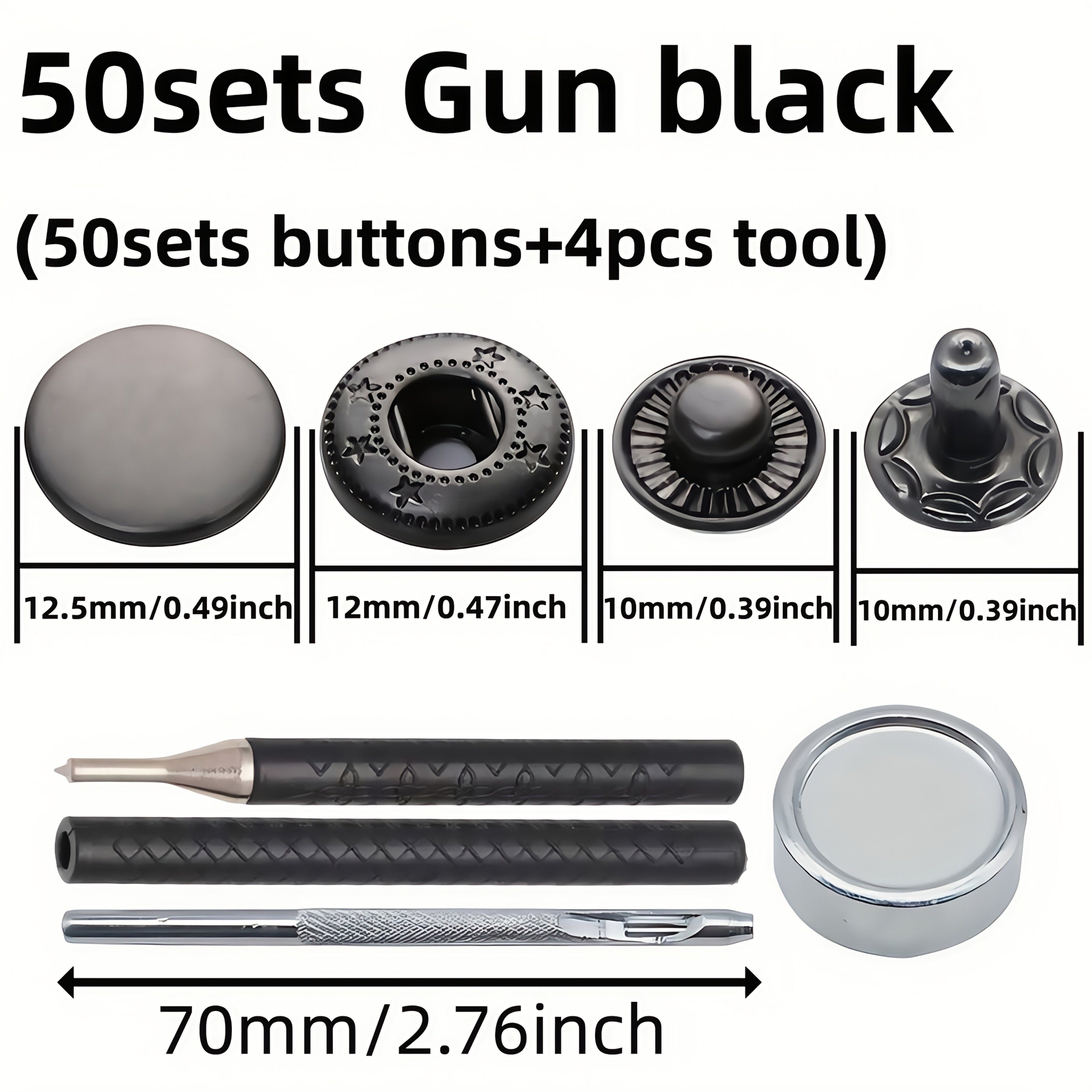 TEMU 50 juegos de broches metálicos de 12.5 mm - con herramientas de instalación incluidas, ideales para bolsos de cuero, accesorios textiles en