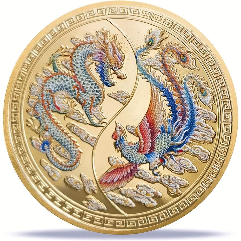 

Traditional And Phoenix Challenge Coin, Iron Collectible Commemorative Luck, Wealth & , Ideal For Numismatics Enthusiasts, Age 14+ - Props Banknote Alternative