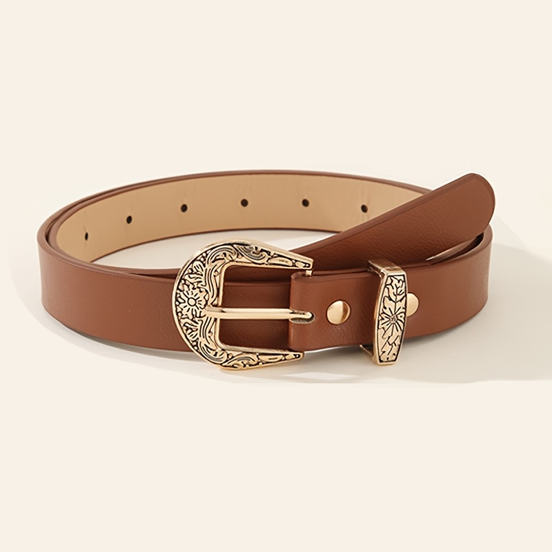 TEMU 1/3pcs Ceinture à boucle sculptée rétro pour femmes, coupe slim facile, décoration de taille efficace, convient aux robes, chemises, manteaux, ,