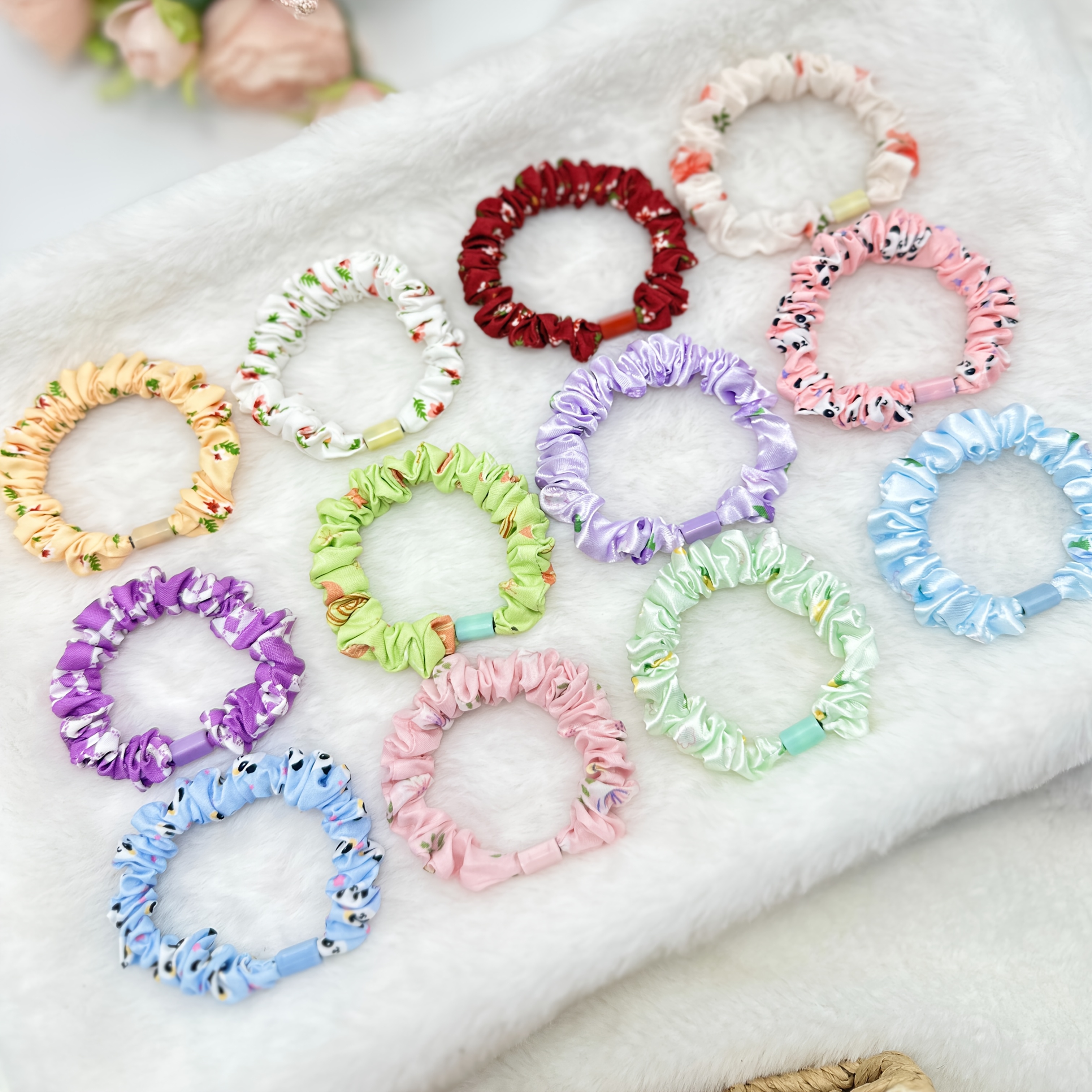 30pcs Random Colour Floral Hair Ties Assortment Set
