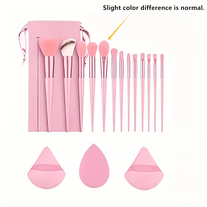 TEMU 17pcs Set Of High-quality Professional Makeup Brushes, Including 13 Brushes And 2 And 1 Makeup Egg And Storage Bag, Soft, Foundation Brush,