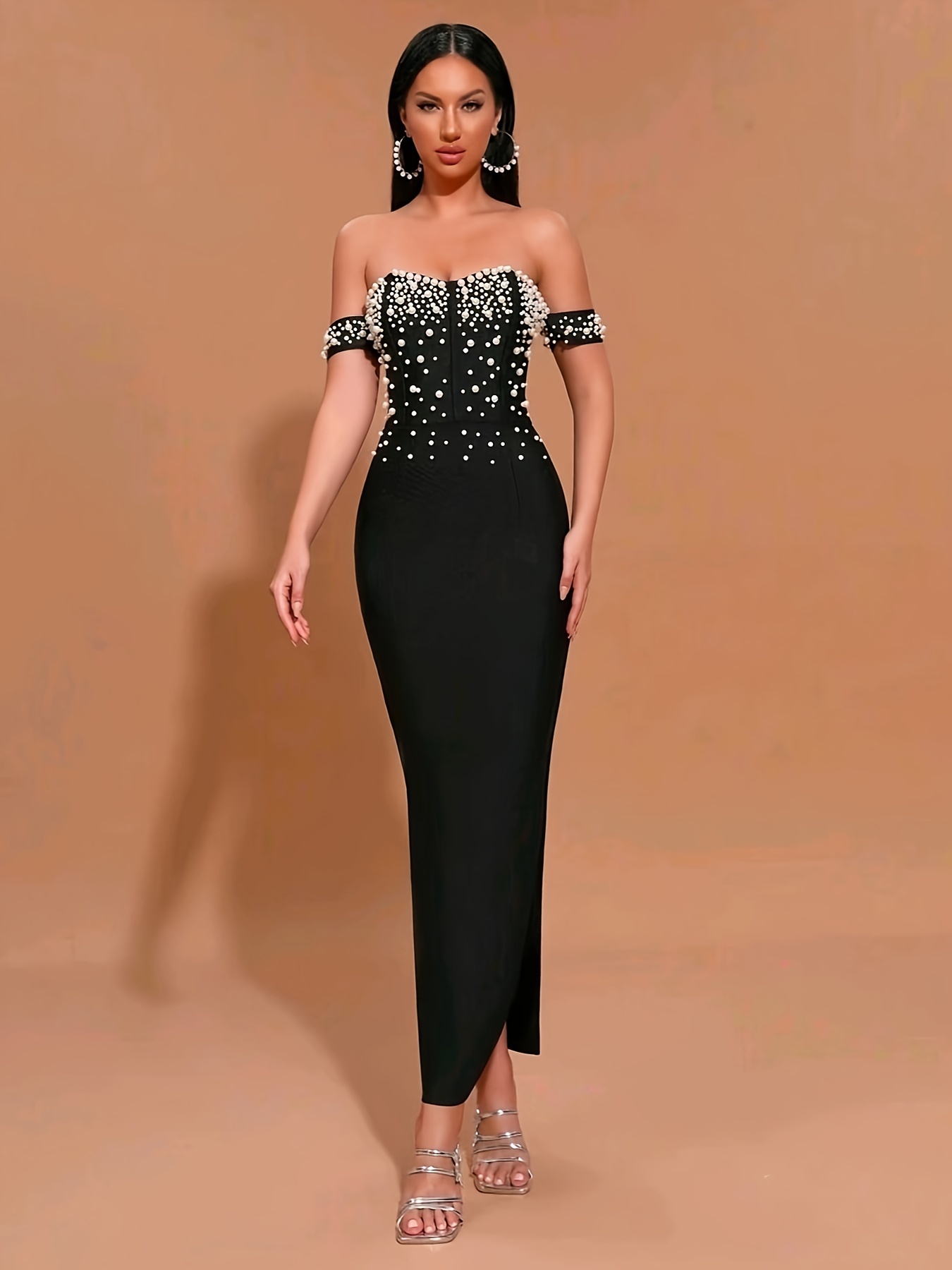 beaded shoulder bandage dress Ghost Blazer in Khaki/Red Solaro main image 1