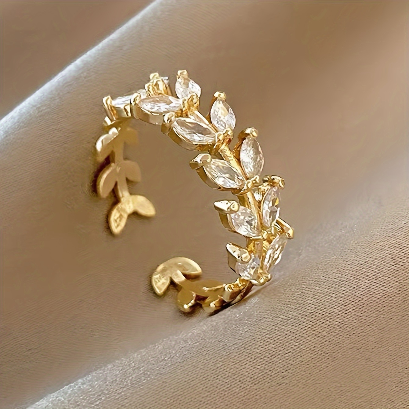 Elegant Adjustable Copper Ring With Design & Sparkling Synthetic Zirconia - Perfect For Daily Wear, Parties, And Banquets