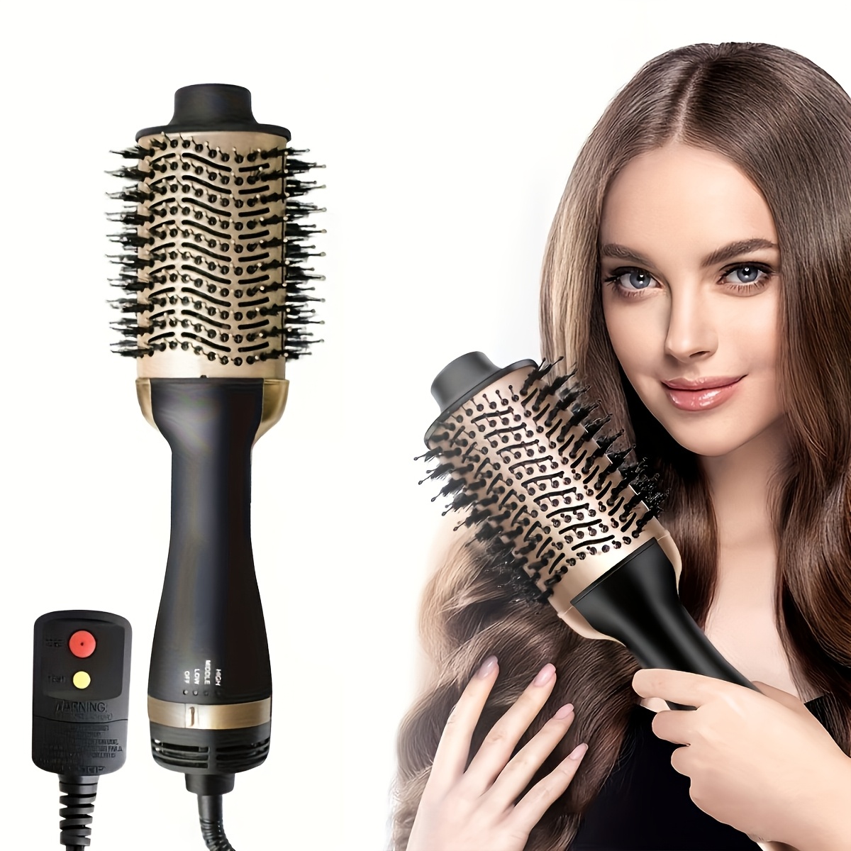TEMU Electric Hair Brush, 3in 1 Styling Tools Hair Brush, Straight Hair Brush And Curly Hair Brush, Women's Gift, Ceramic Material, Thermostatic