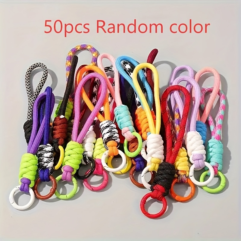 TEMU 50 Colorful Woven Keychains, Random Colors, Durable And Stylish Phone Lanyards And Additions, Random Assorted Patterns , Suitable For Keys,
