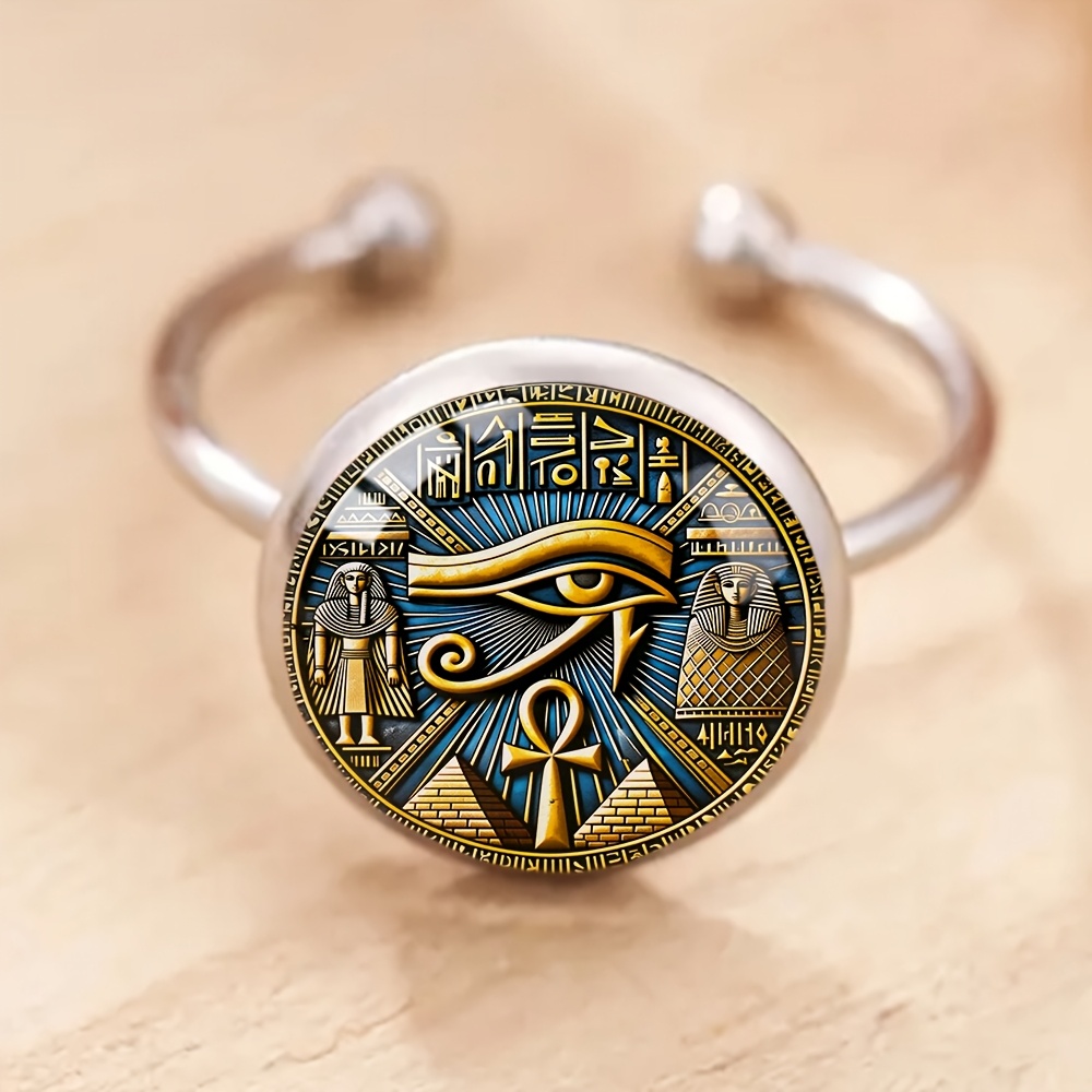 TEMU Ancient Egyptian Totem Pattern Steel Ring, A Simple And Exquisite Ring Suitable For Daily Wear And Holiday Gifting