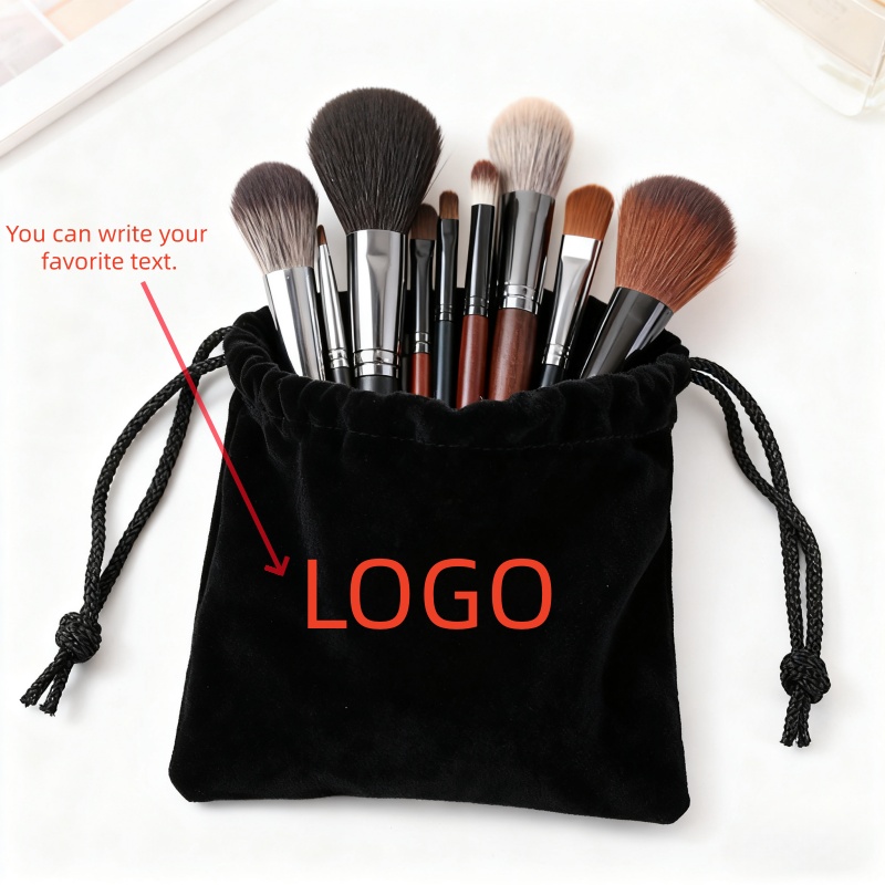 Custom Black Velvet Gift Bag with Drawstring