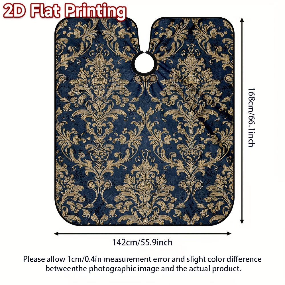 TEMU 1pc,2d Flat Printing Elegant High Quality Hairdressing Cloak,fashion Barber Apron For Salon Use, 2d Flat