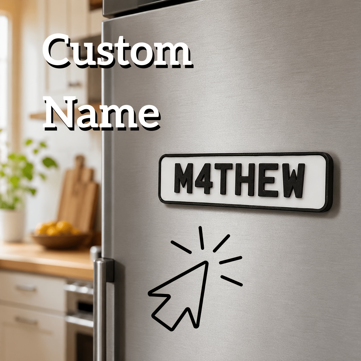 TEMU [customization] 1pc Customized Name Car Refrigerator Sticker, License Plate Refrigerator Magnetic Sticker, Gift For Male , Words, Personalized