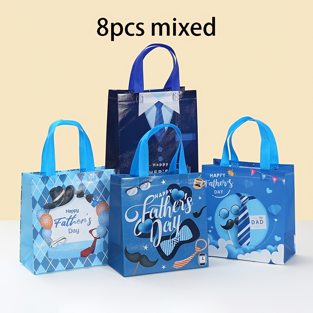 TEMU Carriecur Non-woven Gift Bags Suitable For Father's Day Gifts With Dad-themed Print & Sturdy Handle - Party Favor Bags For Dad Birthday, Treat