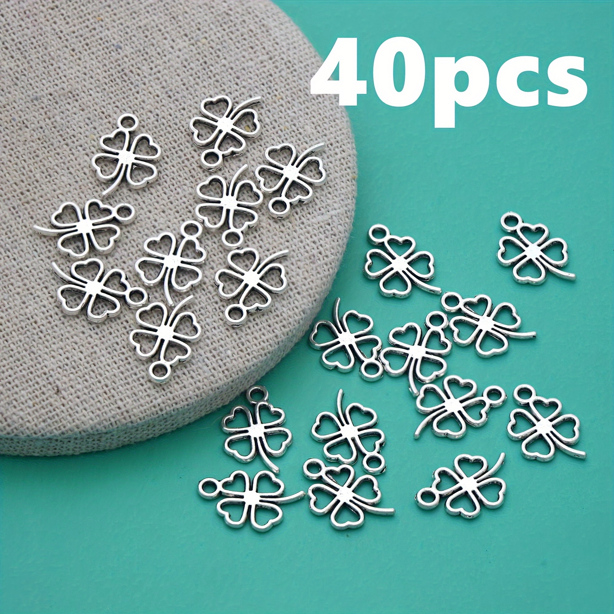 TEMU 40 piezas LZSilver Colgantes de de estilo Punk Hawaii 12X17mm Aleación Plateada Huecos para Pulseras, Collares, Llaveros y Aretes - Suministros