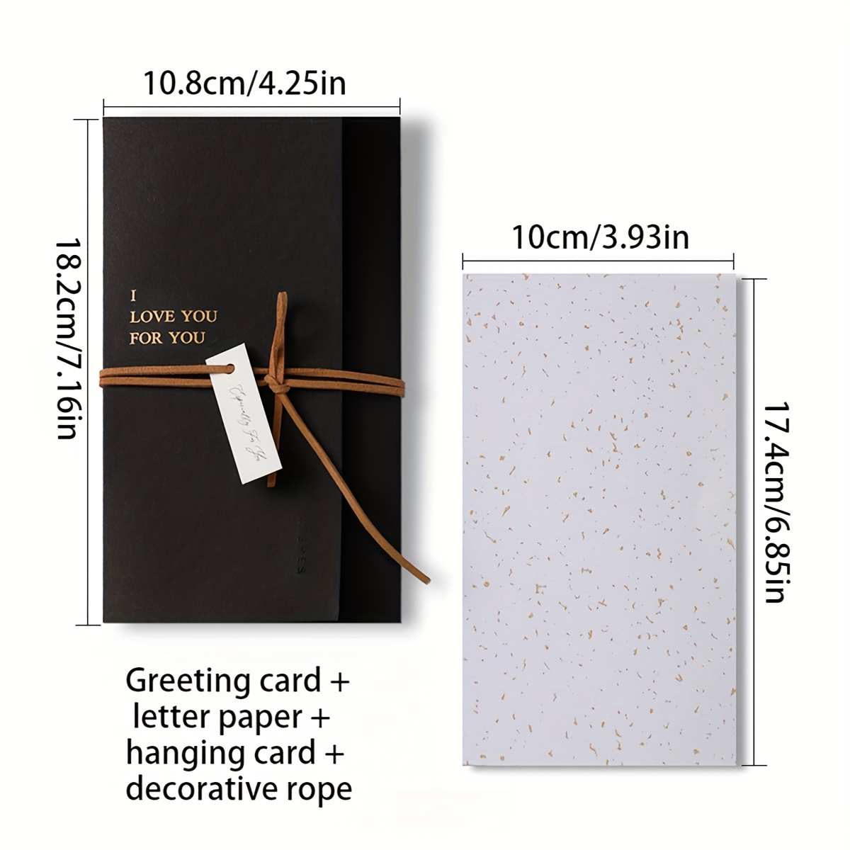 Image of 1 Set (greeting Card, Letter Paper, Hanging Card, And Decorative Rope) Greeting Card Black And Golden Greeting Card Bow Card Invitation Birthday Thank You Card With Letter Paper