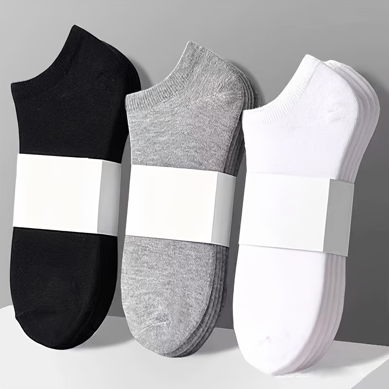 

Unisex Polyester Low-cut Ankle Socks, Moisture-wicking Breathable Solid Color 3-pack - 95% Polyester 5% Spandex, Knit Fabric, Hand Wash - Black, White, Grey