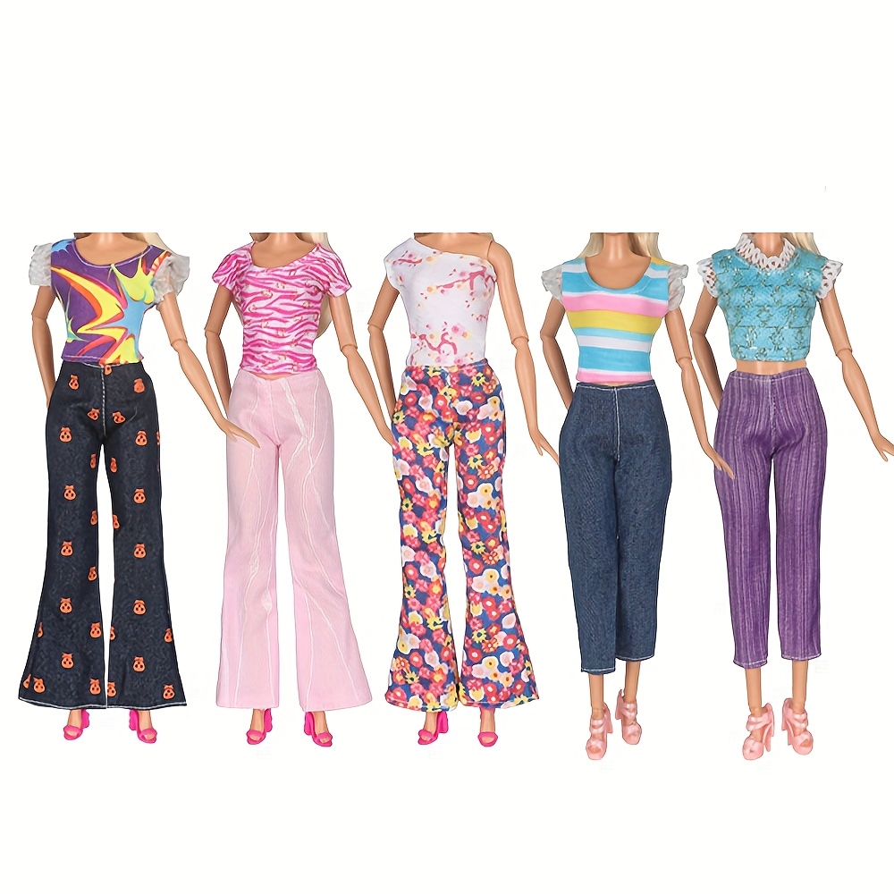 Vêtements De Poupée 30cm Vêtements De Poupée Tops Pantalon Denim Co Decontractes Vetements En Gros De La Vache Realite Amz