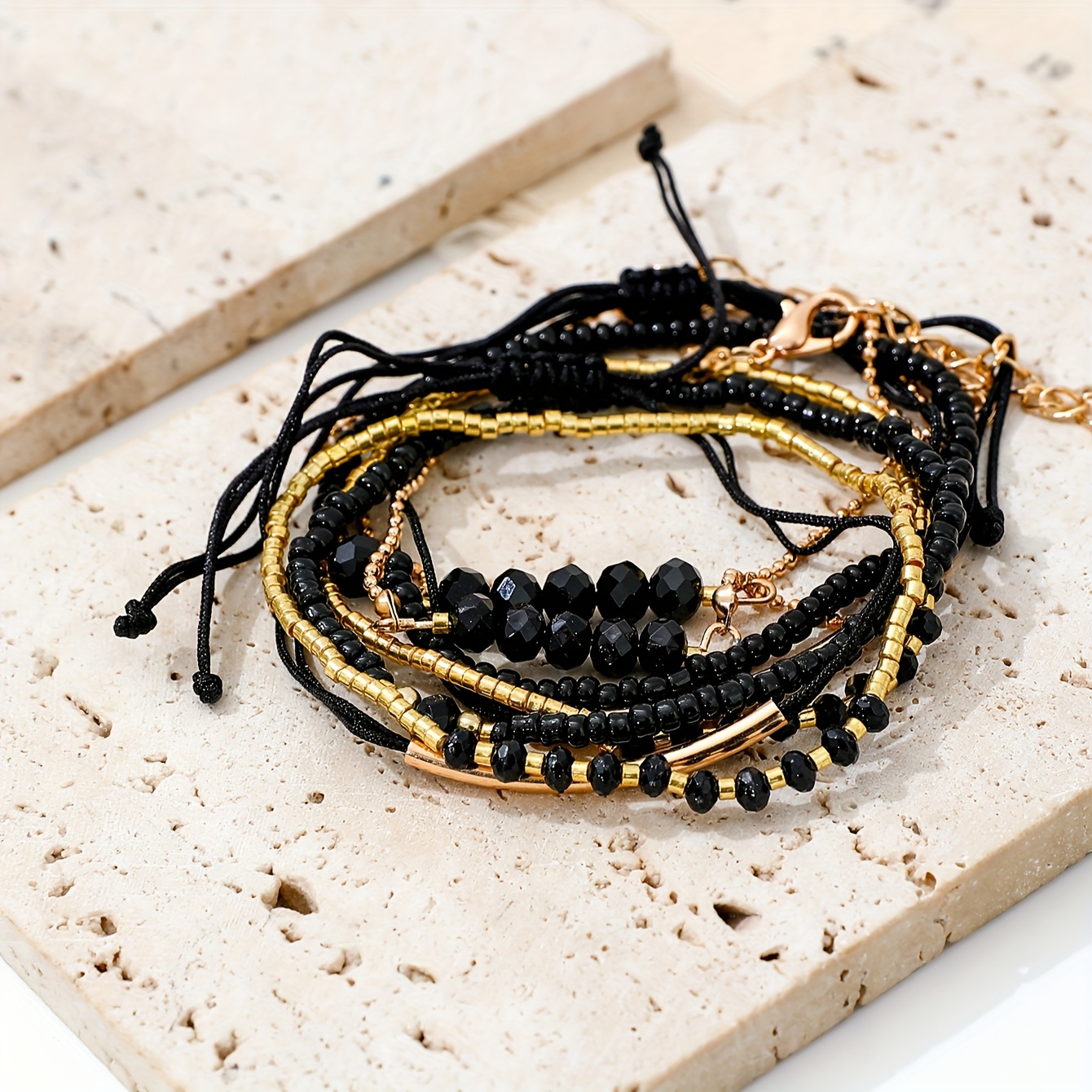 8pcs Glass Bead Bracelet Set for Women, Versatile Accessories
