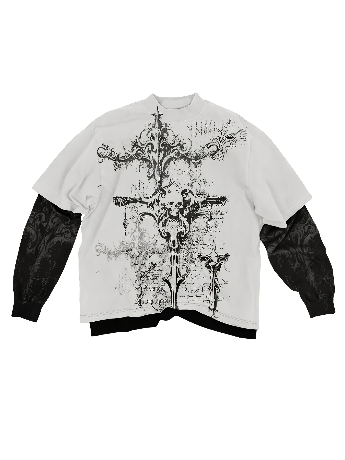 y2 retro dark gothic pattern long sleeve top 2000s bi - Temu Georgia