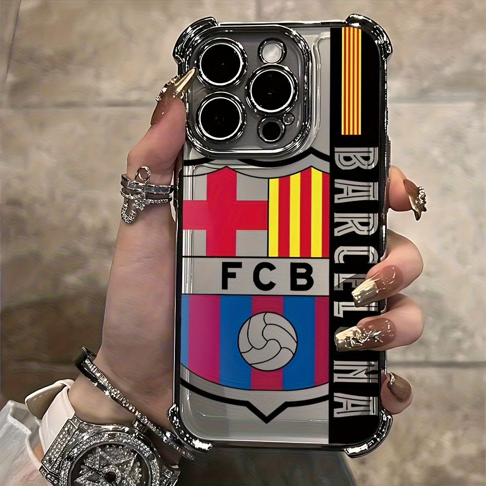 Funda para iPhone 17 16e 16 15 14 13 12 11 Mini Pro Max Air X XR XSMAX 8 7 Plus - de Fútbol B-BarcelonaS - Transparente, Suave y Anticaídas