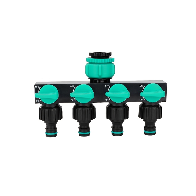Image of Garden Hose Splitter With 4 Independent Switches - Faucet Connector For Outdoor Watering Systems, Leak-proof Design For Lawn, Garden And Car Wash Sprinkler Systems