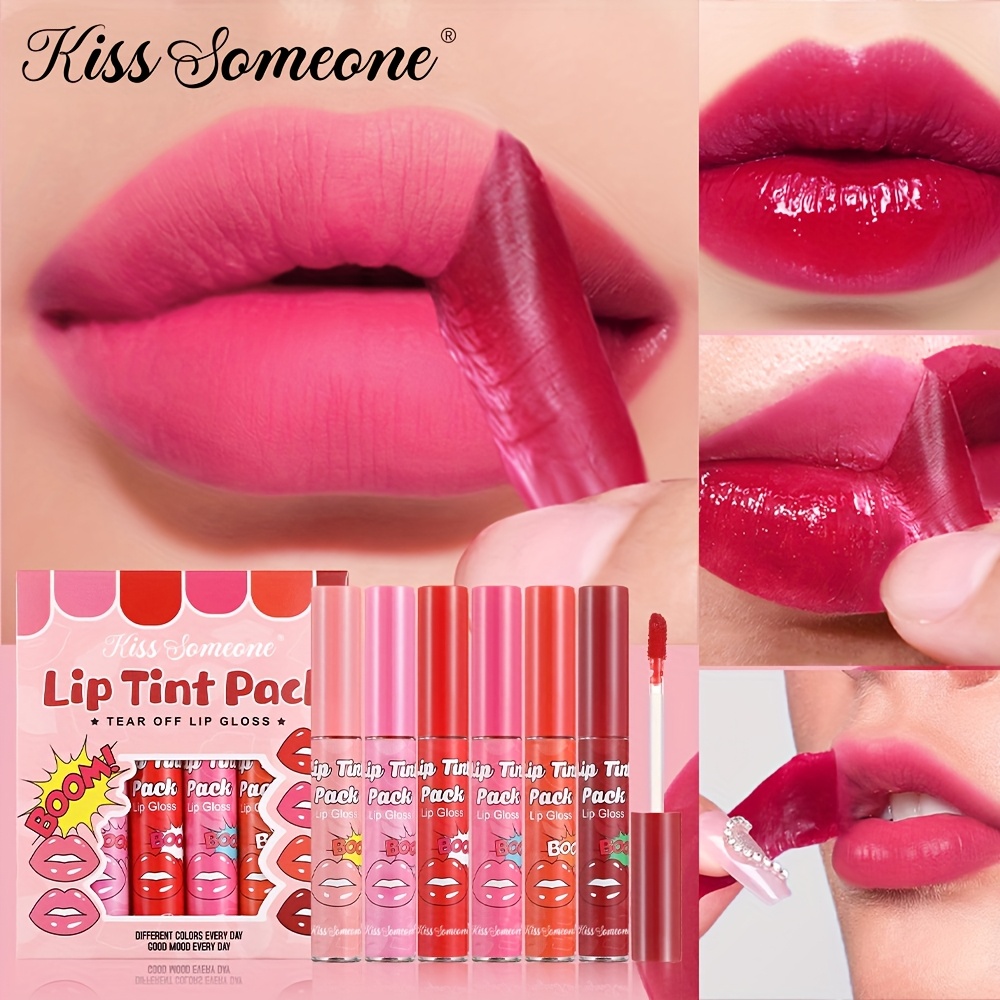6-Color Peel-Off Lip Stain Liquid, Long-Lasting Transfer-Resistant Lip Tint Kit