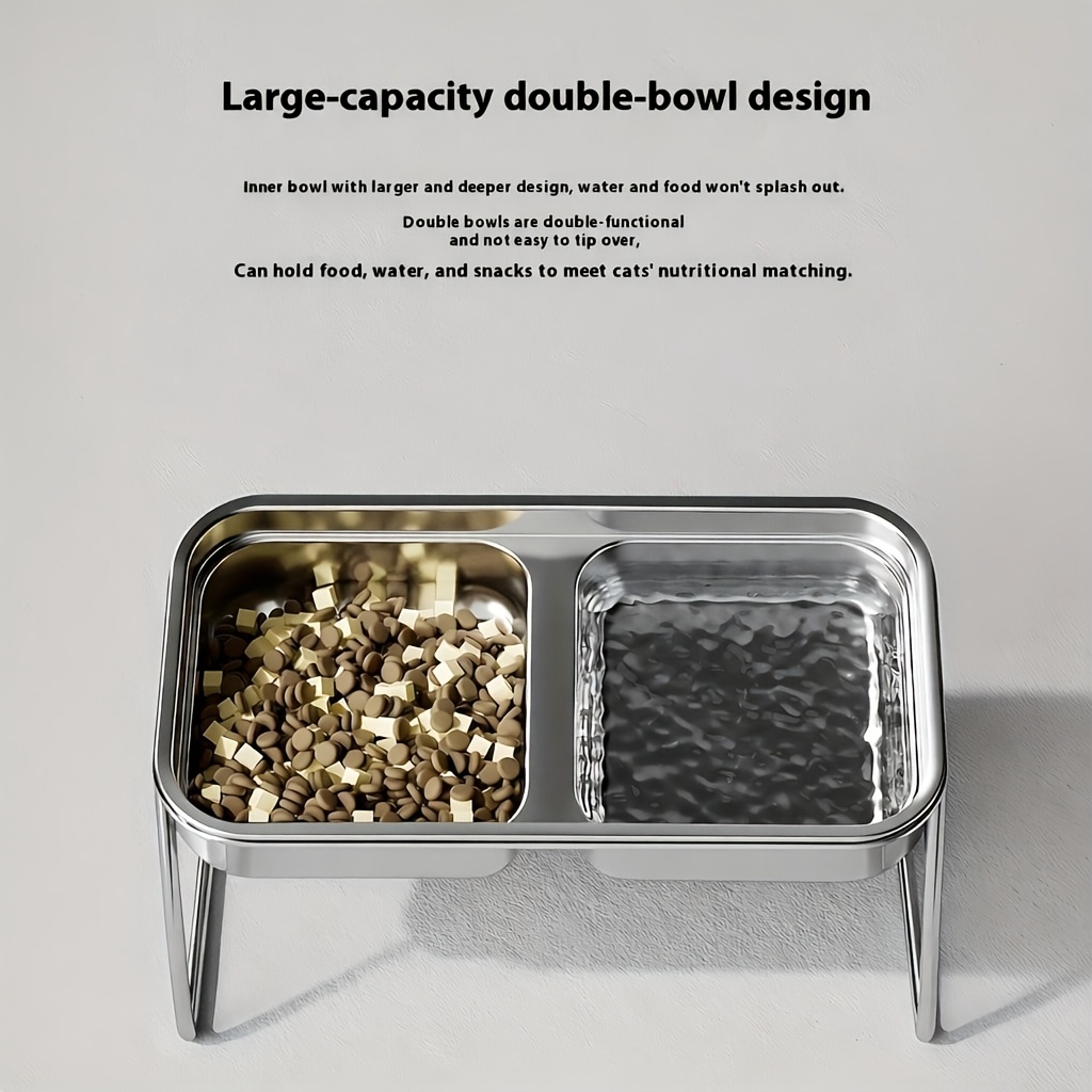 pet stainless steel elevated double bowl with 2pcs stainless steel bowls   tilt design friendly to pets cervical spine meeting dual needs of feeding and drinking detachable design for   anti slip   to prevent   Product details 2