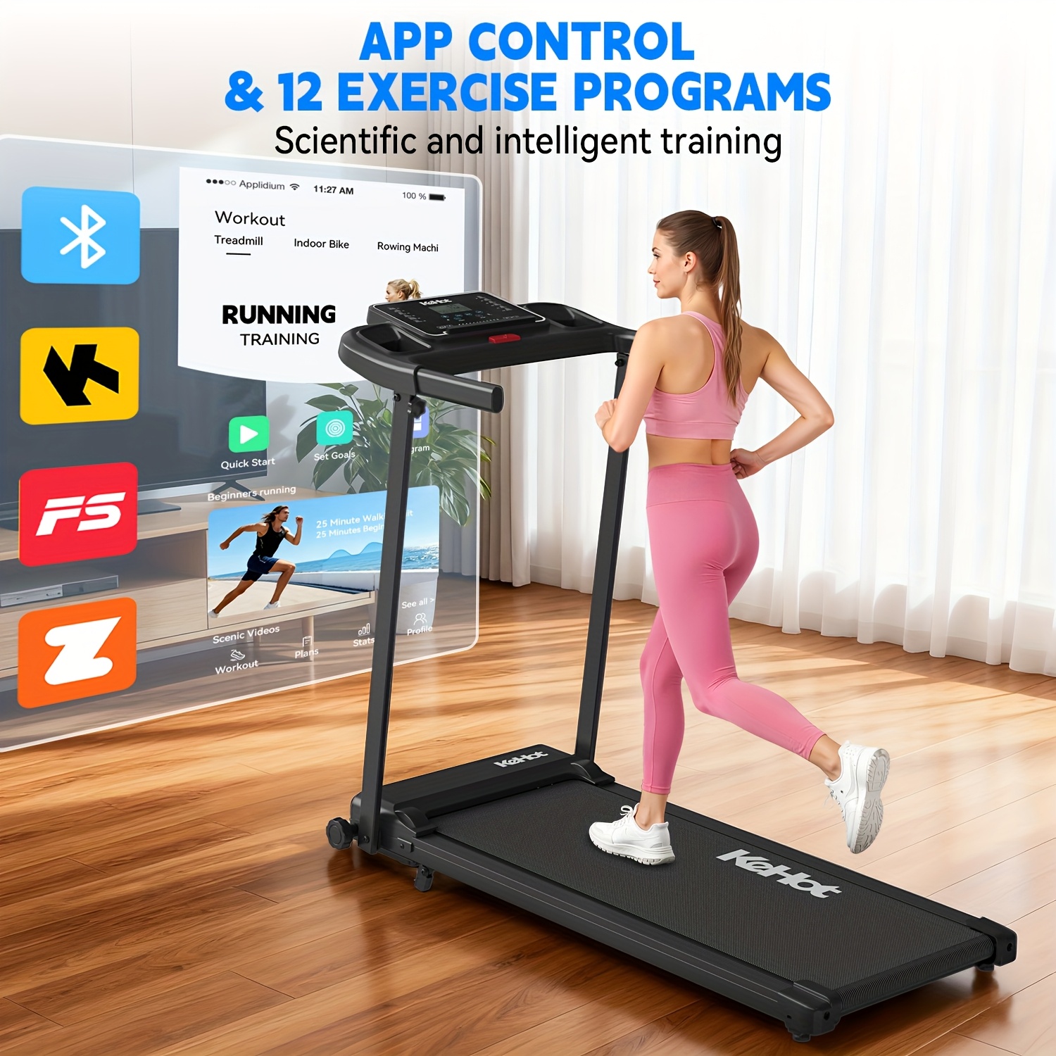 Folding Walk Pad With App Control 2.0hp Motor Speed Control 8 Levels Of Incline Compact And Jogging Machine With Led Display And Programs, Load Capacity: 136 Kg, Without Battery