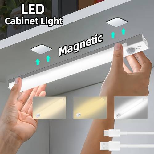 30.0/49.99cm Under-Unit Light, USB Rechargeable Dimmable Cabinet Light - Motion Sensor, LED Sensor Light, Night Light for Kitchen, Bathroom, Bedroom, for Stage Lighting, Music Stand Lighting