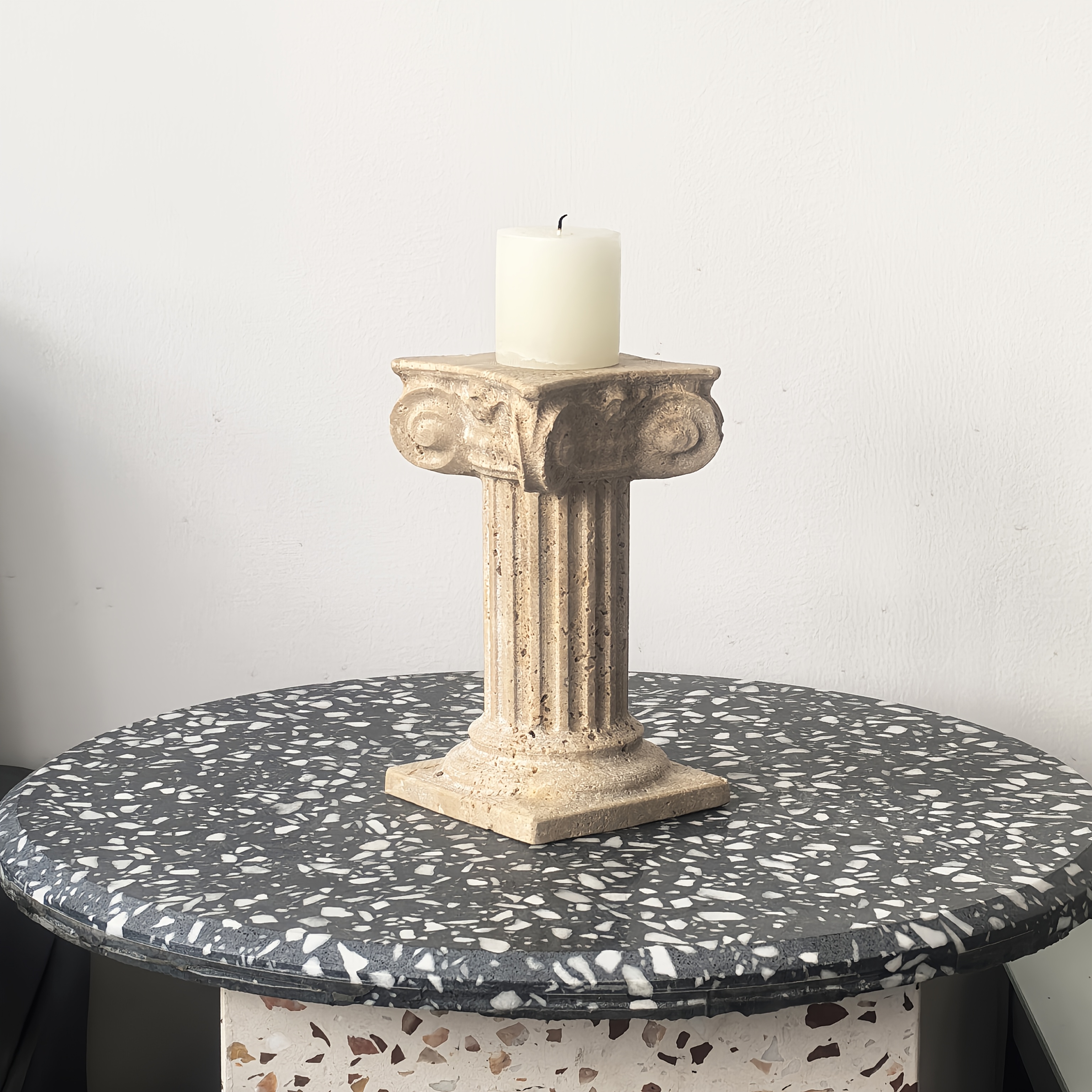 Natural Marble Candle Holder, Vintage Candle Stand, Heavy Stone Bookend, Exquisite Carving Craftsmanship, Perfect Stone Craft, Ideal Gift for Christmas, Halloween, Easter, and Thanksgiving