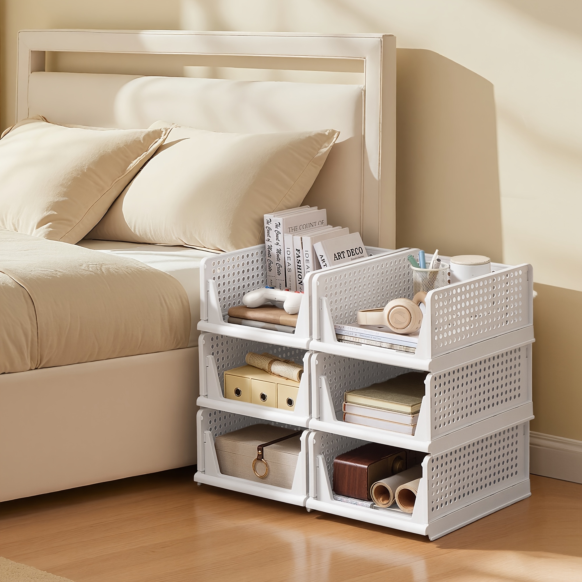 Wardrobe Storage Organizer Set of 6 Foldable Pull-Out Baskets
