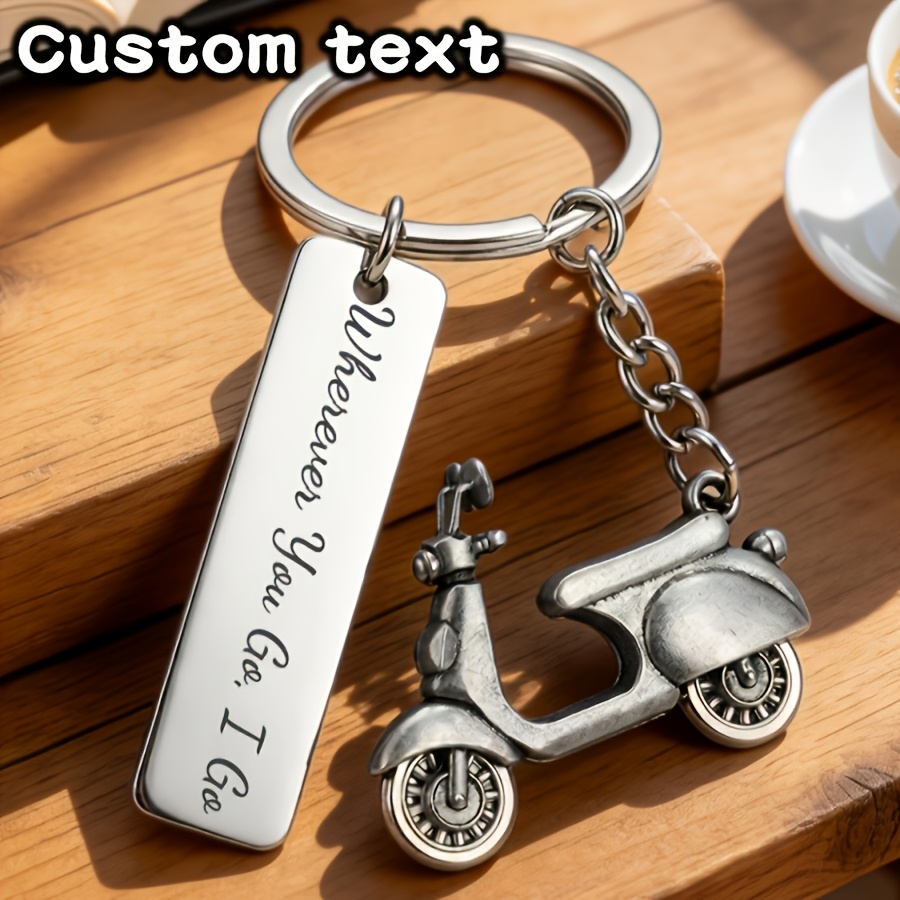 TEMU 1pc Custom Scooter Keychain, Engraved Gift, Personalized Car Pendant Decoration, Personalized Pendant, Young And Fashionable Keychain, Suitable