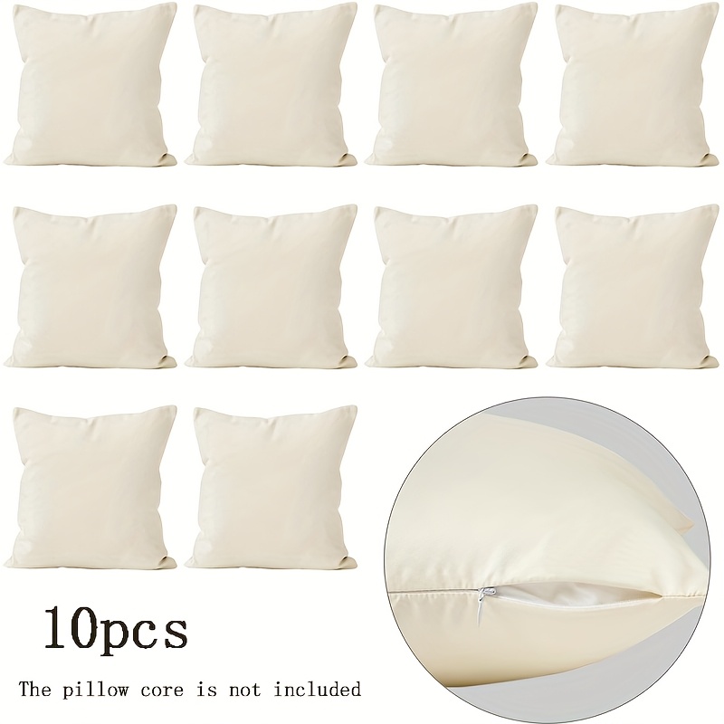 Image of 10pcs Pillow Covers (without Inserts), 18x18-inch Sublimation Blank Seat Covers, Featuring Hidden Zipper, Suitable For, Printing And Painting