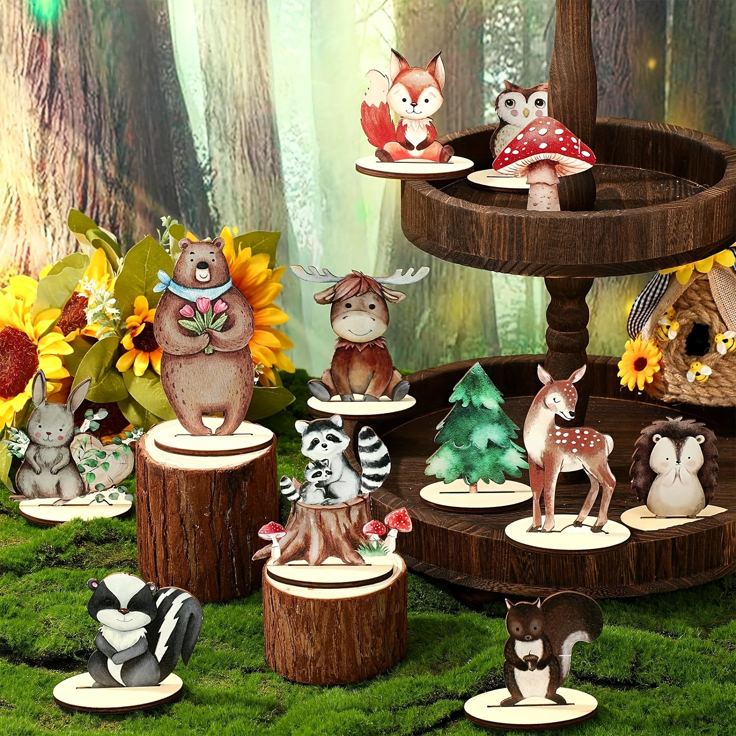 

12pcs Woodland Animal Cutouts - Forest For Shower & Party Decor, Cute Table Centerpieces